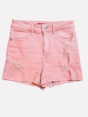 Guess Women's Distressed Denim Jean Shorts Melon High Rise Stretch
